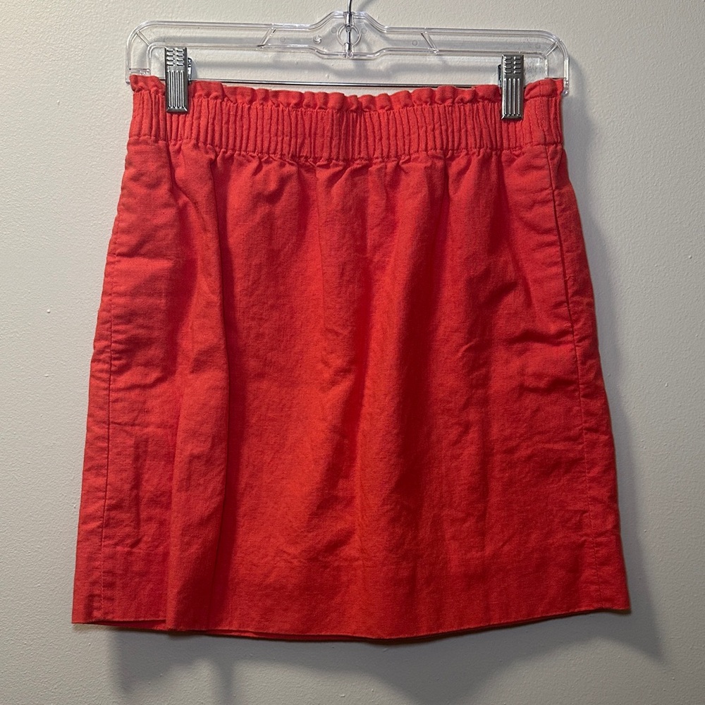 J. Crew Women’s Coral Pink Linen Blend Sidewalk Mini Skirt Sz 2 Style 41575